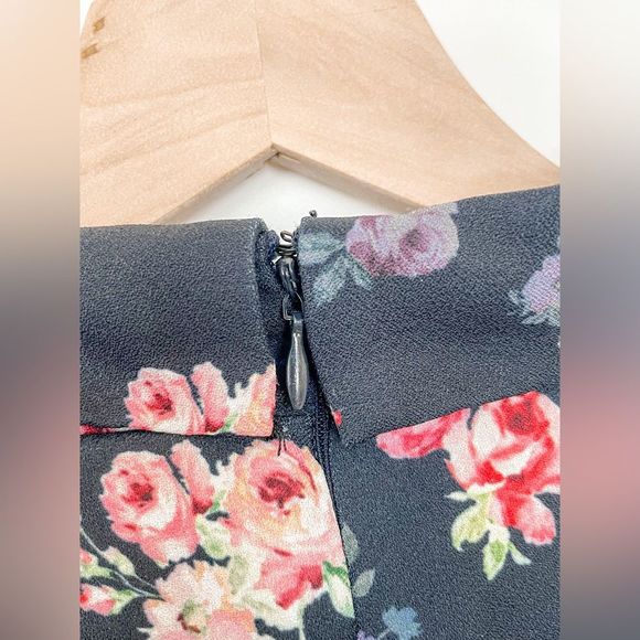 Alexia Admor Emery Navy Blue Floral Short Sleeve Shirt Dress - Picture 14 of 16